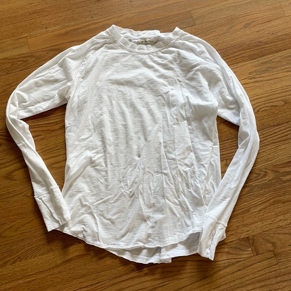 Free People White Long sleeve Tunic Top EUC